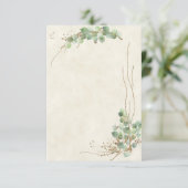 Blank Budget Eukalyptus und Goldhochzeit Einladung (Stehend Vorderseite)