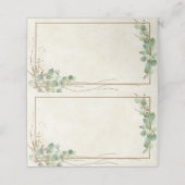Blank Budget Eukalyptus und Goldhochzeit Platzkarte (Außenseite Aufgefaltet)
