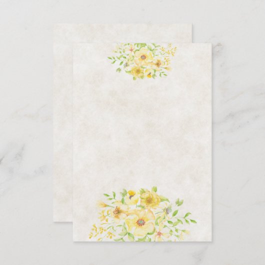 Blank Budget Gelbe Blumenhochzeit Einladung (Vorne/Hinten)