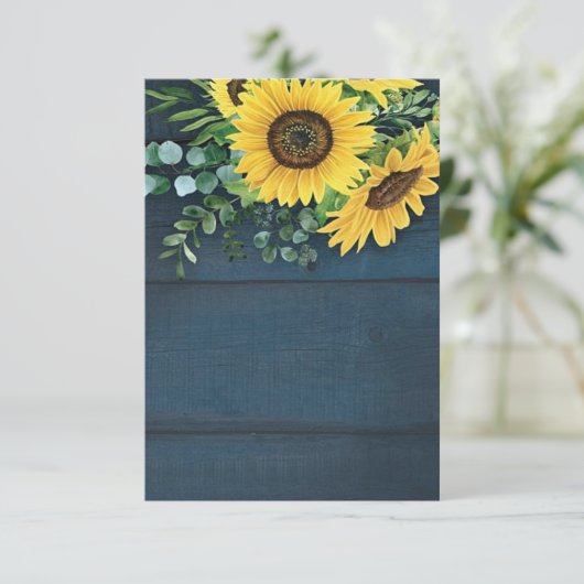 Blank Budget Land Sonnenblumen Hochzeit Einladung (Stehend Vorderseite)