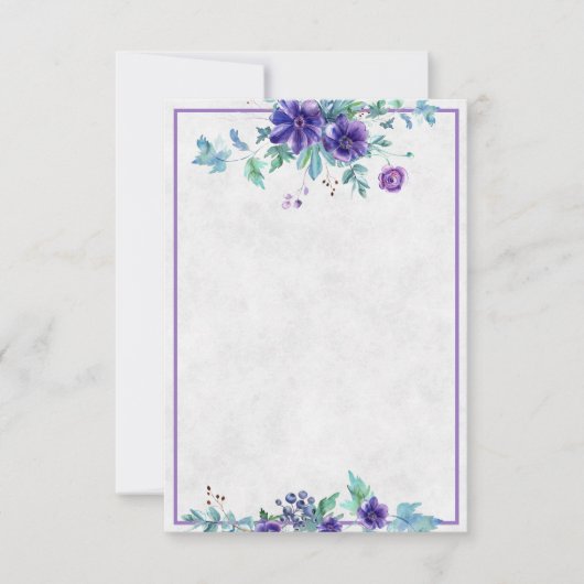 Blank Budget Lila Aquarellblume Hochzeit Inv Einladung (Vorderseite)