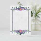 Blank Budget Lila Blütenrahmenhochzeit Einladung (Stehend Vorderseite)