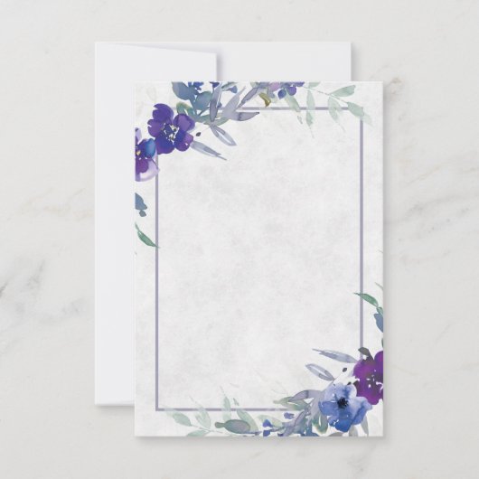 Blank Budget Lila und blau Blumen Hochzeit Invit Einladung (Vorderseite)