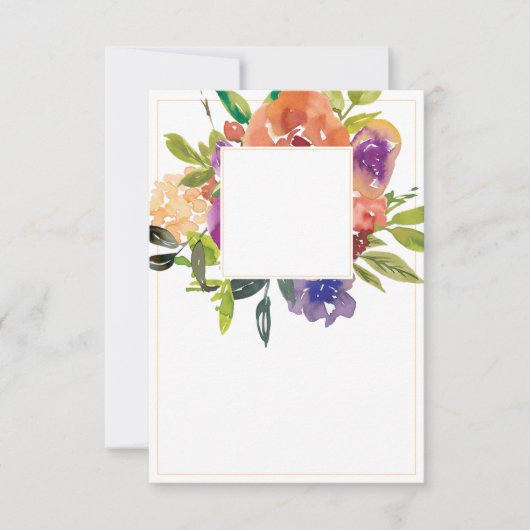 Blank Budget Orange und lila Blumenhochzeit Einladung (Vorderseite)