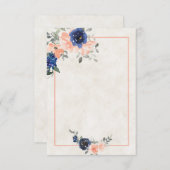Blank Budget Peach and blue floral weded Invit Einladung (Vorne/Hinten)