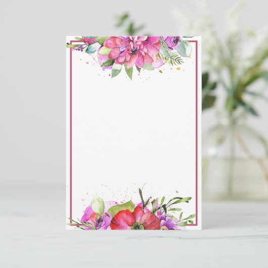 Blank Budget Rosa Aquarellfarben Blumenzwiebelfest Einladung (Stehend Vorderseite)