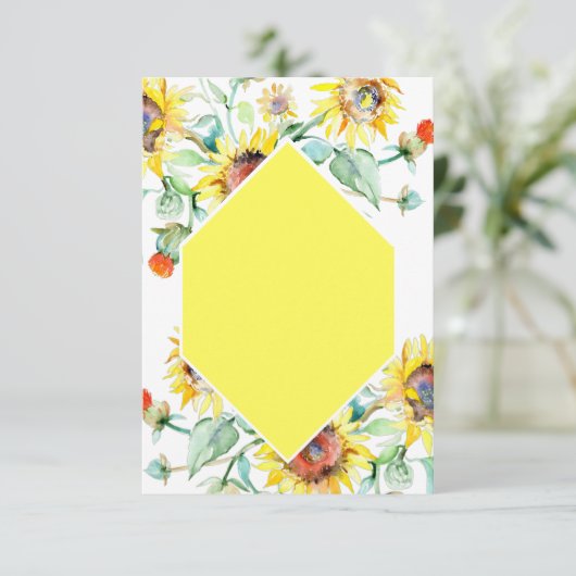 Blank Budget Sonnenblumen Hochzeit Einladung (Stehend Vorderseite)