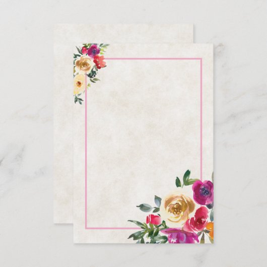 Blank Budget Zitrone und Magenta Blumenzwiese invi Einladung (Vorne/Hinten)