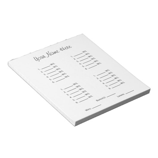 Blank-Bunco-Blatt Notizblock (angewinkelt)