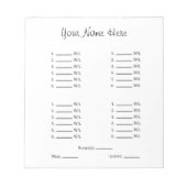 Blank-Bunco-Blatt Notizblock (Vorderseite)