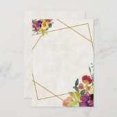 Blank Burgund und gelbe Blumenhochzeit Einladung (Vorne/Hinten)