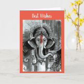 Blank Card - Aashirwad Ganesha Karte (Gelbe Blume)