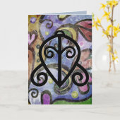 Blank Card mit Adinkra-Symbol für Liebe auf ihr Karte (Gelbe Blume)