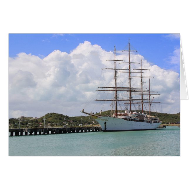 Blank Card mit Bild des Segelschiffs in Antigua (Vorderseite (Horizontal))