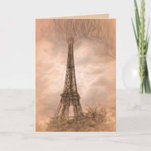 Blank Card mit Eiffelturm Digital Art Sketch Dankeskarte