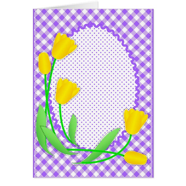 Blank Card mit Gingham und Tulips (Vorne)