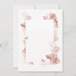 Blank Card - rosa Farbtöne, Blumen- und Schmetterl Einladung