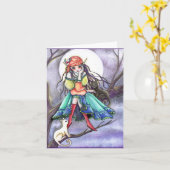 Blank Card - Sinti und Roma Hexe & Katze ~~* Der B Karte (Gelbe Blume)