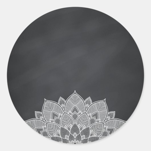 Blank Chalkboard Mandala Lotus Blume Swirl Runder Aufkleber (Vorderseite)