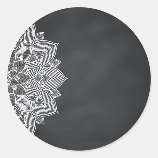 Blank Chalkboard Mandala Lotus Blume Swirl Runder Aufkleber (Vorderseite)