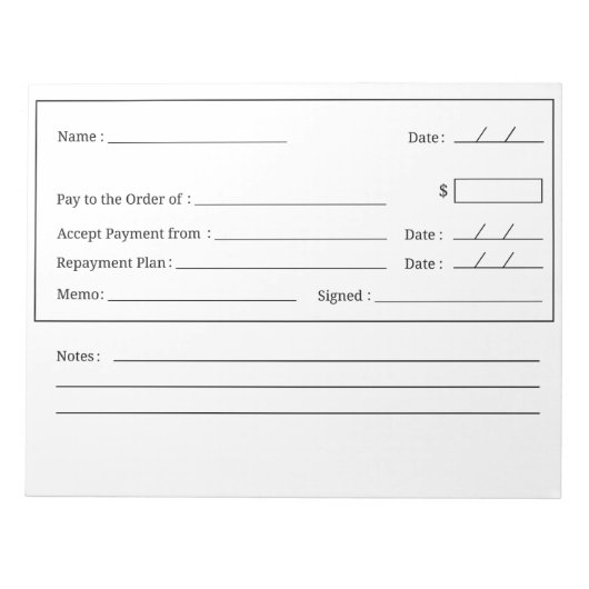 Blank Check - Affirmation - Notepad Notizblock (Vorderseite)