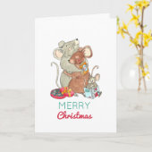 Blank Christmas Mäuse Weihnachtskarte Karte (Gelbe Blume)