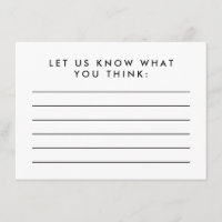 Blank Comment Card