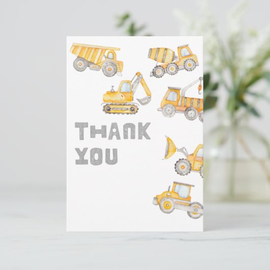 Blank Construction Party Vielen Dank Karten (Stehend Vorderseite)