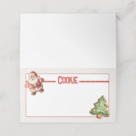 Blank-Cookie-Labelabläufe Platzkarte (Außenseite Aufgefaltet)