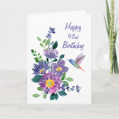 Blank Custom 92 Birthday Hummingbird Blume Karte (Vorderseite)