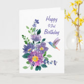 Blank Custom 93. Geburtstag Hummingbird Blume Karte (Gelbe Blume)