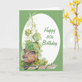 Blank Custom Age Birthday Wren Bird in Vineyard Karte (Gelbe Blume)