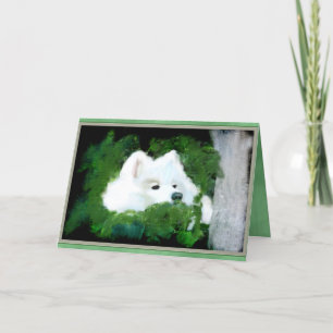 Blank Custom Grußkarte; Samoyed im Garten Karte