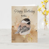 Blank Custom Name Birthday Chickadee Bird Nature Karte (Gelbe Blume)