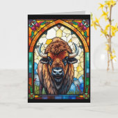 Blank Customizable Occasion Greetin Buffalo, Bison Karte (Gelbe Blume)