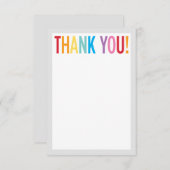 BLANK DANK IHNEN farbenfrohe Regenbogenbriefe grau Dankeskarte (Vorne/Hinten)