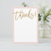 BLANK DANK IHNEN goldenes Glitzer-Skript rot Rosa Dankeskarte (Stehend Vorderseite)