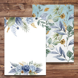 Blank DIY Einladung Grüne Dusty Blue Blume