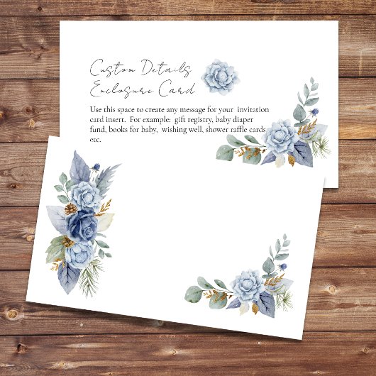 Blank DIY Greenery Dusty Blue Blume Begleitkarte