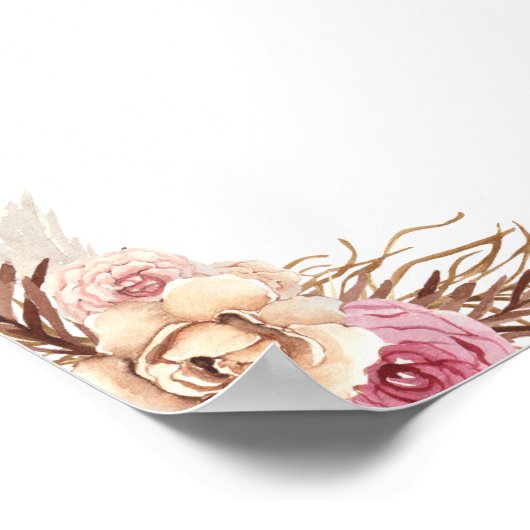 Blank DIY Modern Boho Dusty Rose Floral Poster (Ecke)