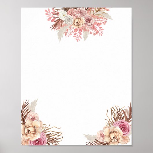 Blank DIY Modern Boho Dusty Rose Floral Poster (Vorne)