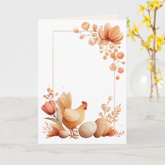 Blank Easter  Greeting Card with Chicken Karte (Gelbe Blume)