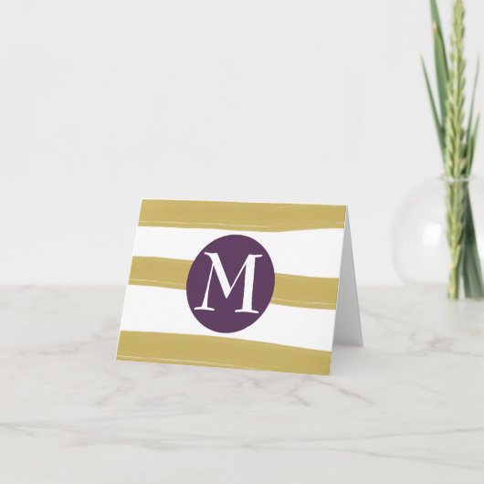 Blank-Eggplant- und Gold-Monogramm-Note-Karte (Vorderseite)