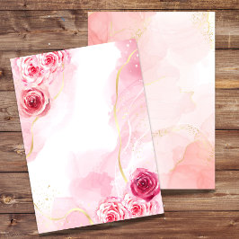 Blank Einladung 12x18 Wasserfarbe Magenta Rosa Ros