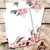 Blank Einladung Blush Pink Burgundy Peony Rose