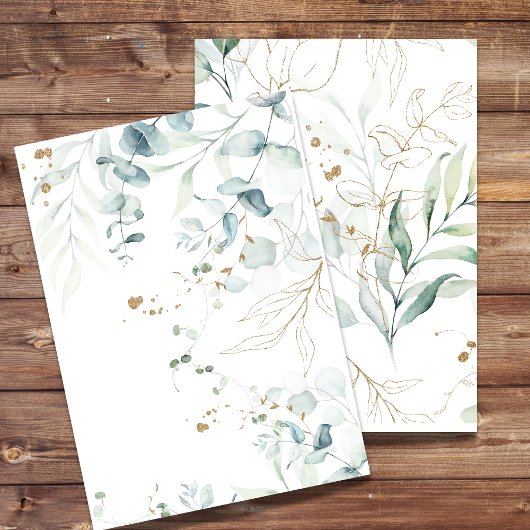 Blank Einladung Eukalyptus Greenerie, Goldrausch