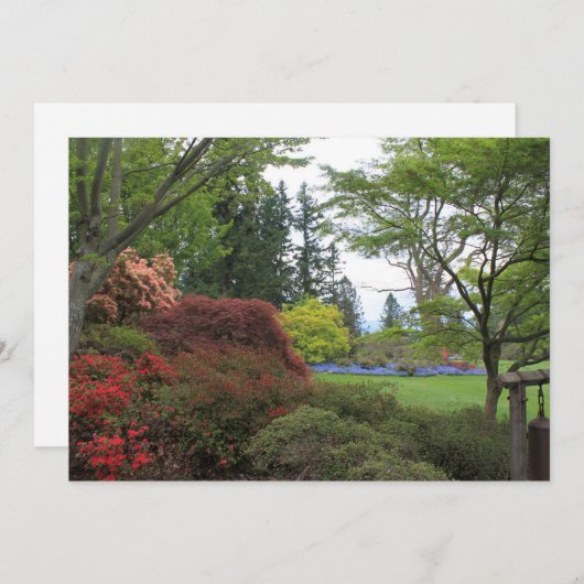 Blank Einladung mit sehr schönem Foto im Garten (Vorne/Hinten)