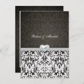 Blank Elegant Damask Monogram Wedding Invites Einladung (Vorne/Hinten)