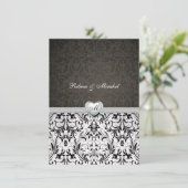 Blank Elegant Damask Monogram Wedding Invites Einladung (Stehend Vorderseite)