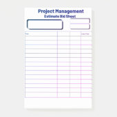 Blank Estimate Bid Sheet Post it Notes Post-it Klebezettel (Vorderseite)